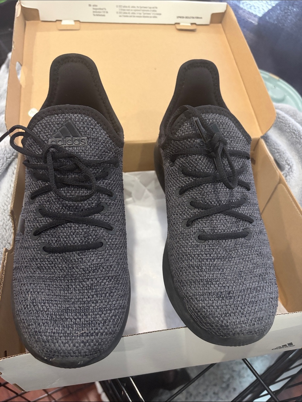 adidas Dark Gray Knit Running Sneakers